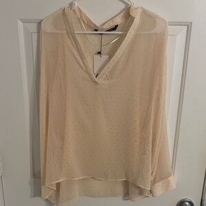 Zara Cream Sheer Blouse with Sparkle